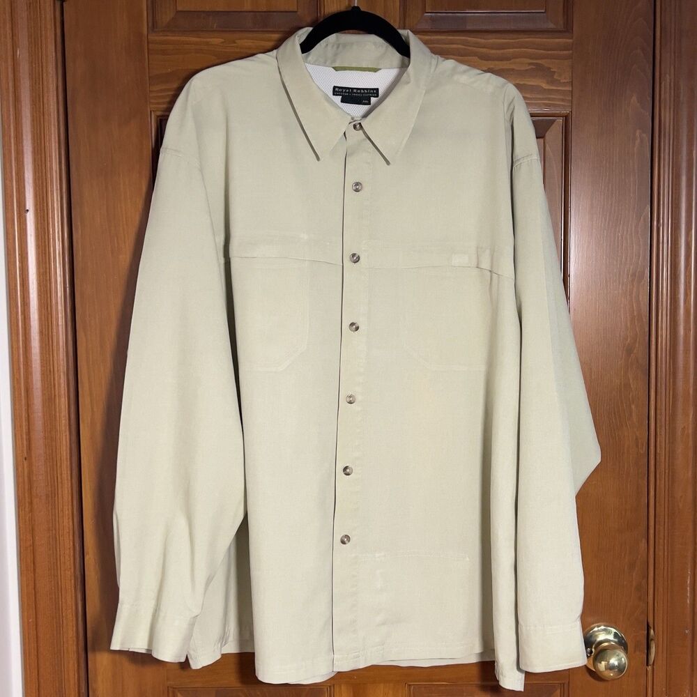 Royal Robbins XXL Beige Long Sleeve Button-Up Shirt Outdoor Travel Hong Kong